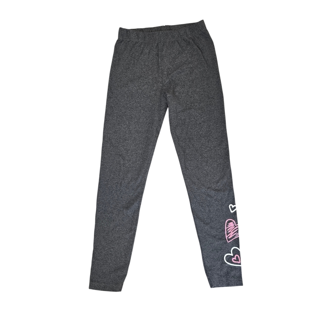 Star Ride Kids Gray Leggings Hearts Girls Size M 10 12 Pull on